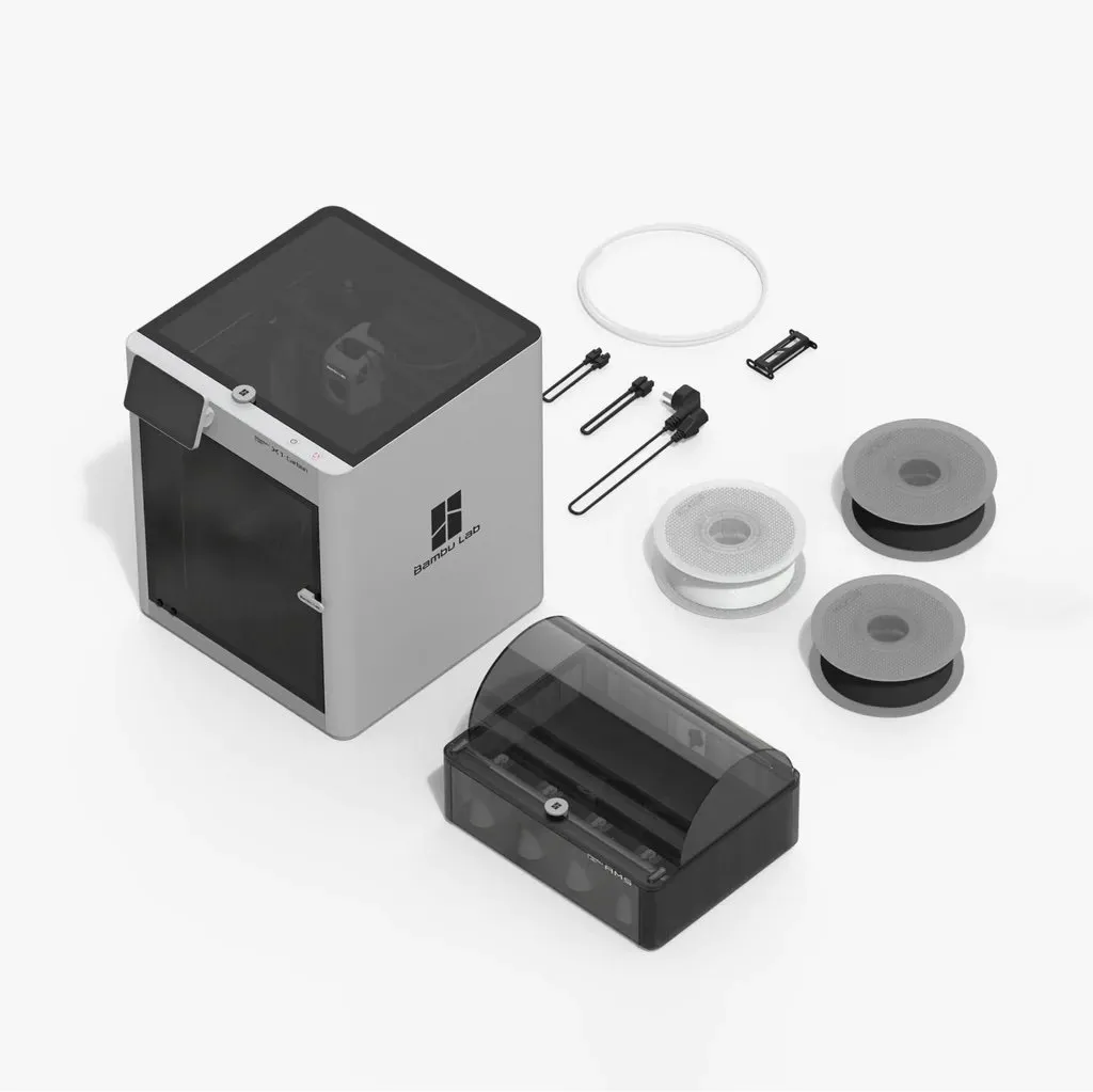 X1 Carbon kombo med hovedenhet, AMS og noen filamenttyperFotokreditt Bambu Lab