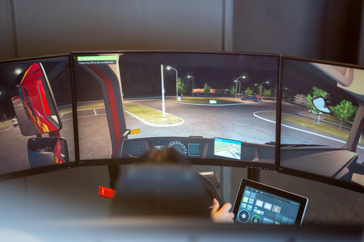 Test av brannbil med TENSTAR kjøretøysimulator.